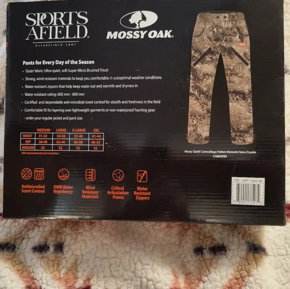 Mossy Oak Camo Medium Weight Hunting Pants New in Box Size XXL - Picture 5 of 6
